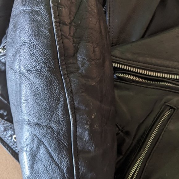 Vintage men's heavy cowhide motorcycle jacket - Picture 5 of 11